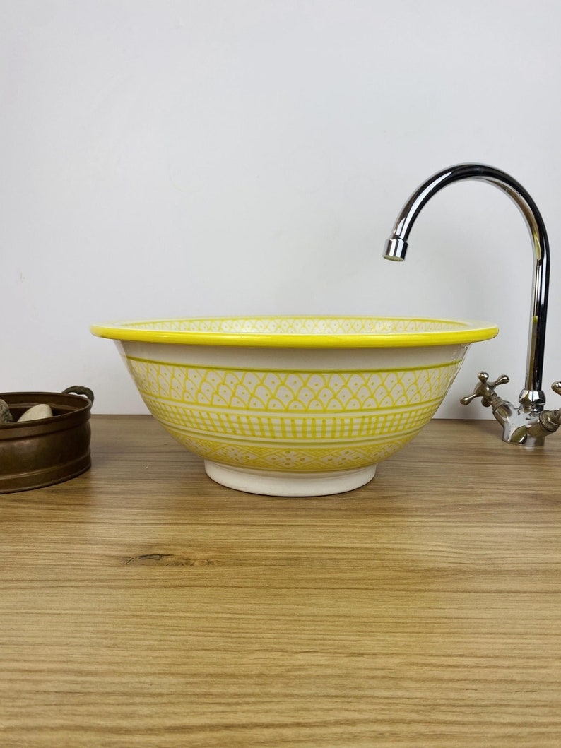 Handmade unique sink | Stylish handmade yellow moroccan sink #249
