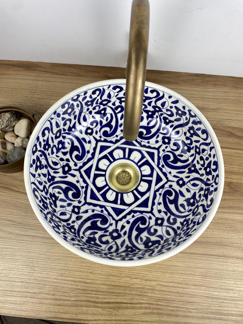 Handmade moroccan sink bowl | Stylish Blue sink for bathroom #241