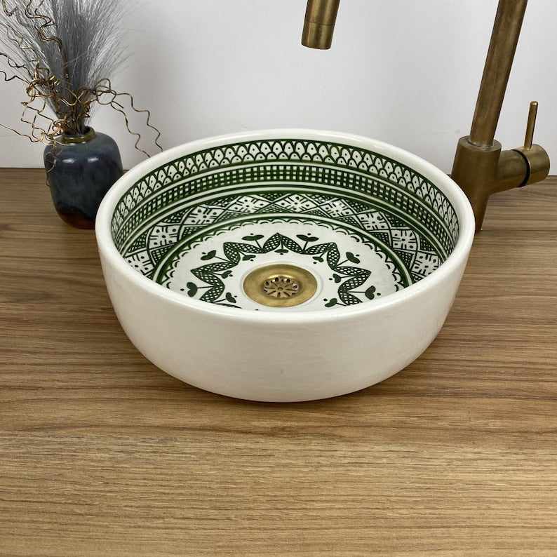 Handmade green sink | Beautiful unique moroccan sink for bathroom #246