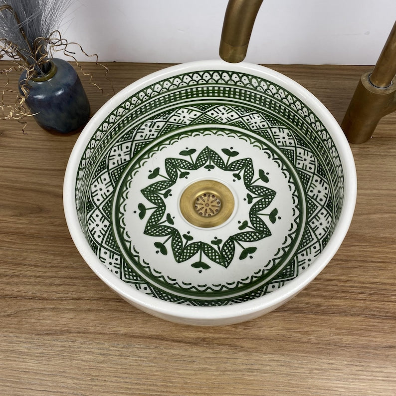 Handmade green sink | Beautiful unique moroccan sink for bathroom #246