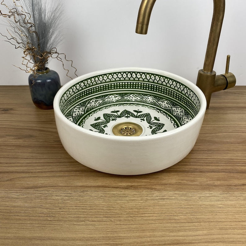 Handmade green sink | Beautiful unique moroccan sink for bathroom #246