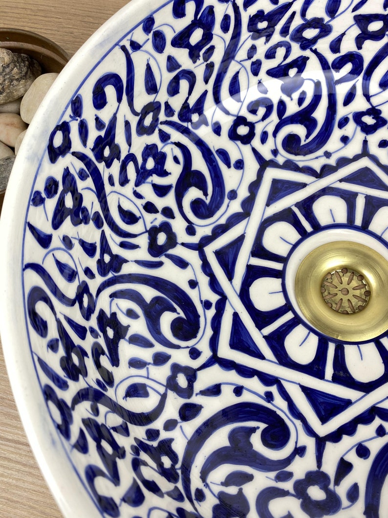 Handmade moroccan sink bowl | Stylish Blue sink for bathroom #241