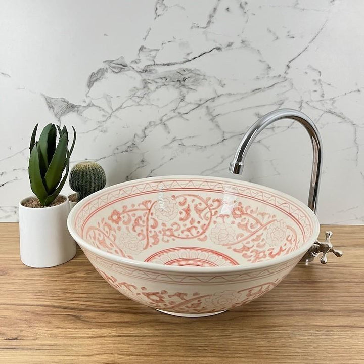 Moroccan sink | moroccan ceramic sink | bathroom sink | moroccan bathroom basin | cloakroom basin | Pink sink bowl #185JC