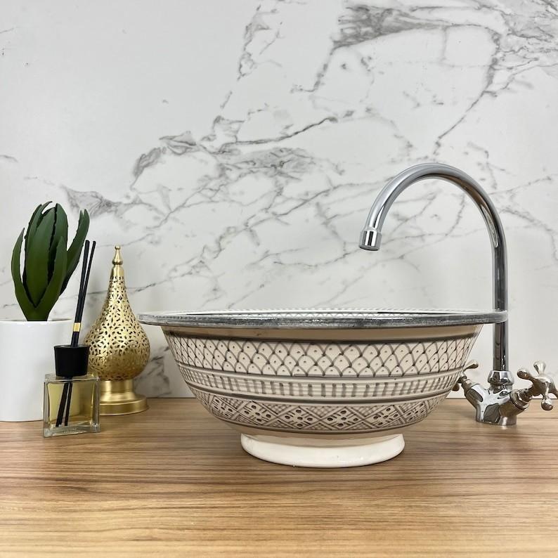 Elegant sink for bathroom | Oriental ceramic sink | Bathroom sink | Moroccan sink #185JF