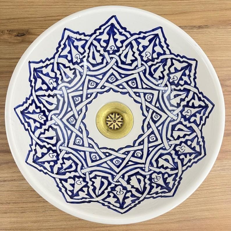 Moroccan sink | moroccan ceramic sink | bathroom sink | moroccan bathroom basin | moroccan sink bowl | Blue sink bowl #210