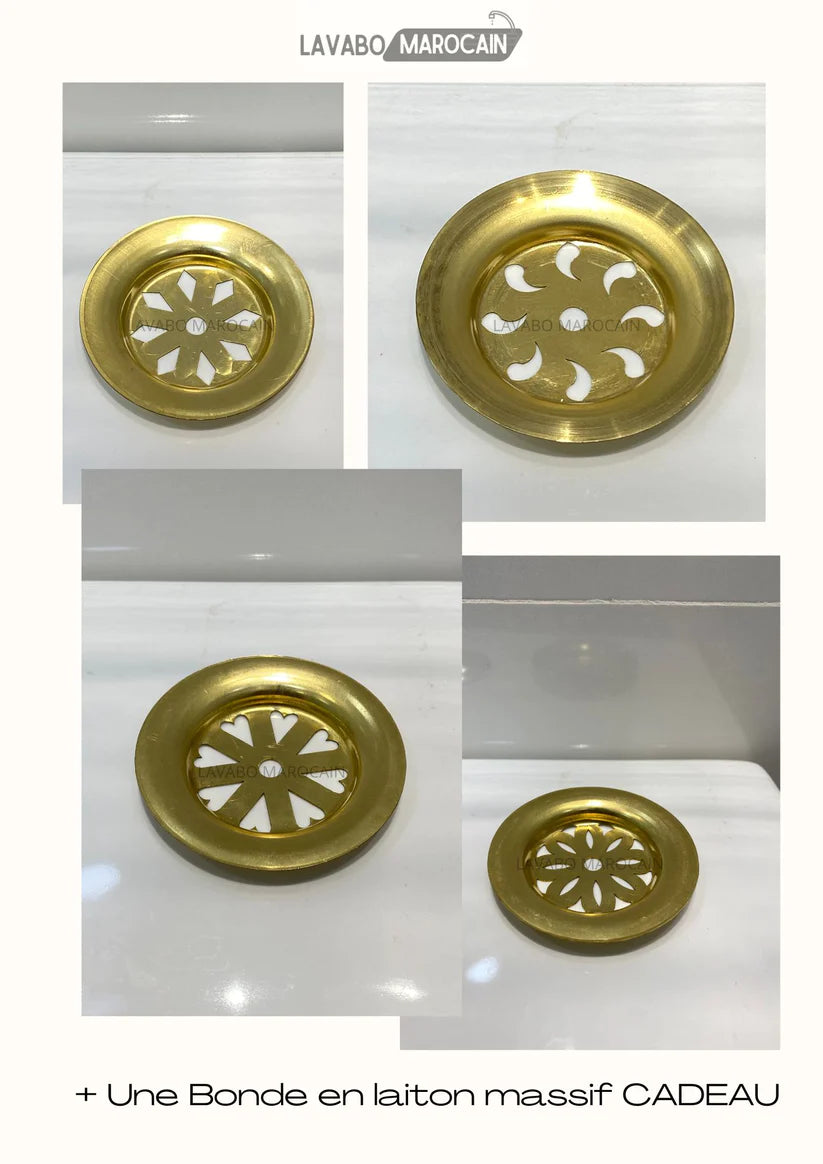 Handmade Moroccan Ceramic Sink Brass rim #127bb