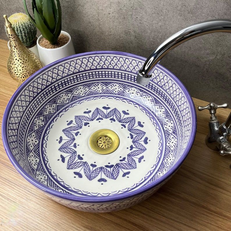 Moroccan sink | Blue sink | Handmade bathroom sink bowl #185LB