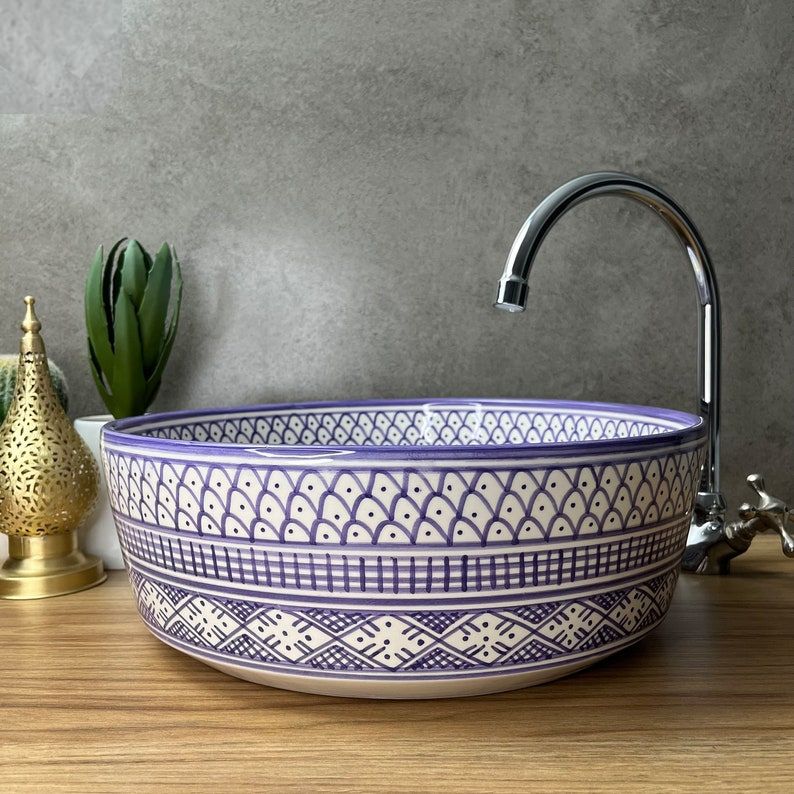 Moroccan sink | Blue sink | Handmade bathroom sink bowl #185LB