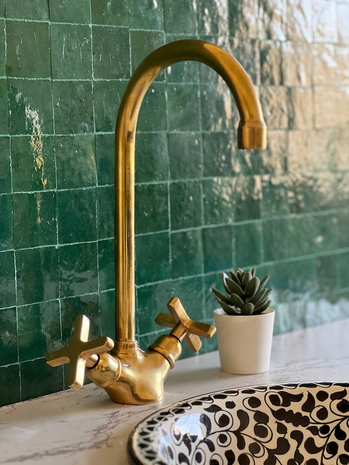 Moroccan Faucet in Unlacquered Brass - Handmade Moroccan Faucet #11