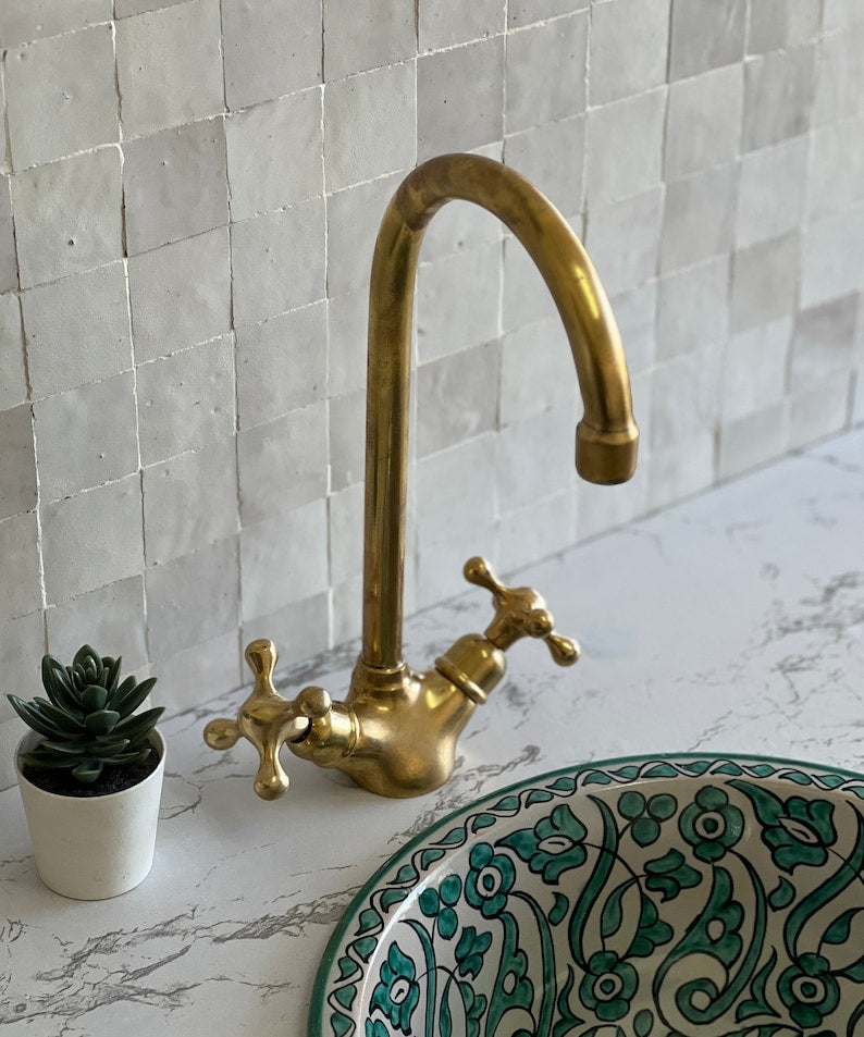 Moroccan Faucet in Unlacquered Brass - Handmade Moroccan Faucet #11