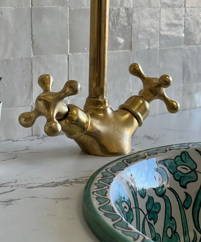 Moroccan Faucet in Unlacquered Brass - Handmade Moroccan Faucet #11