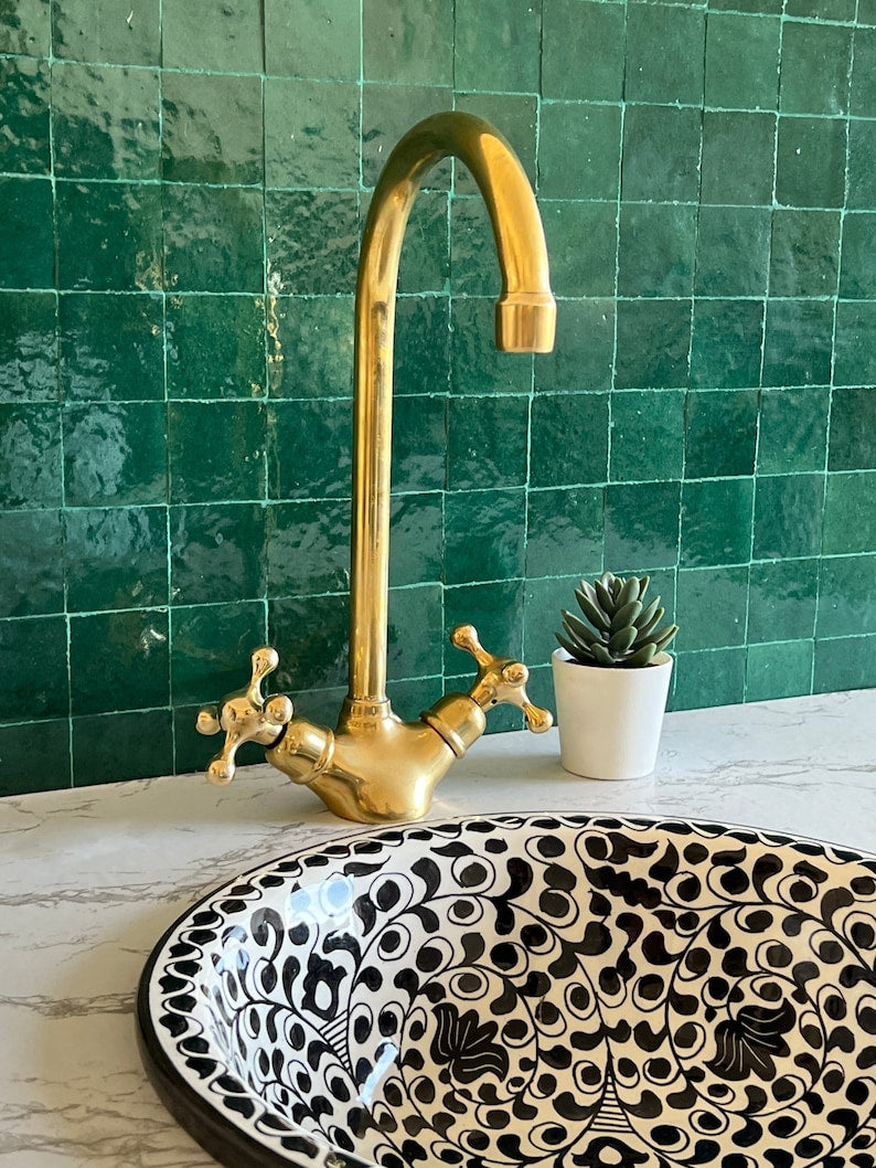 Moroccan Faucet in Unlacquered Brass - Handmade Moroccan Faucet #11