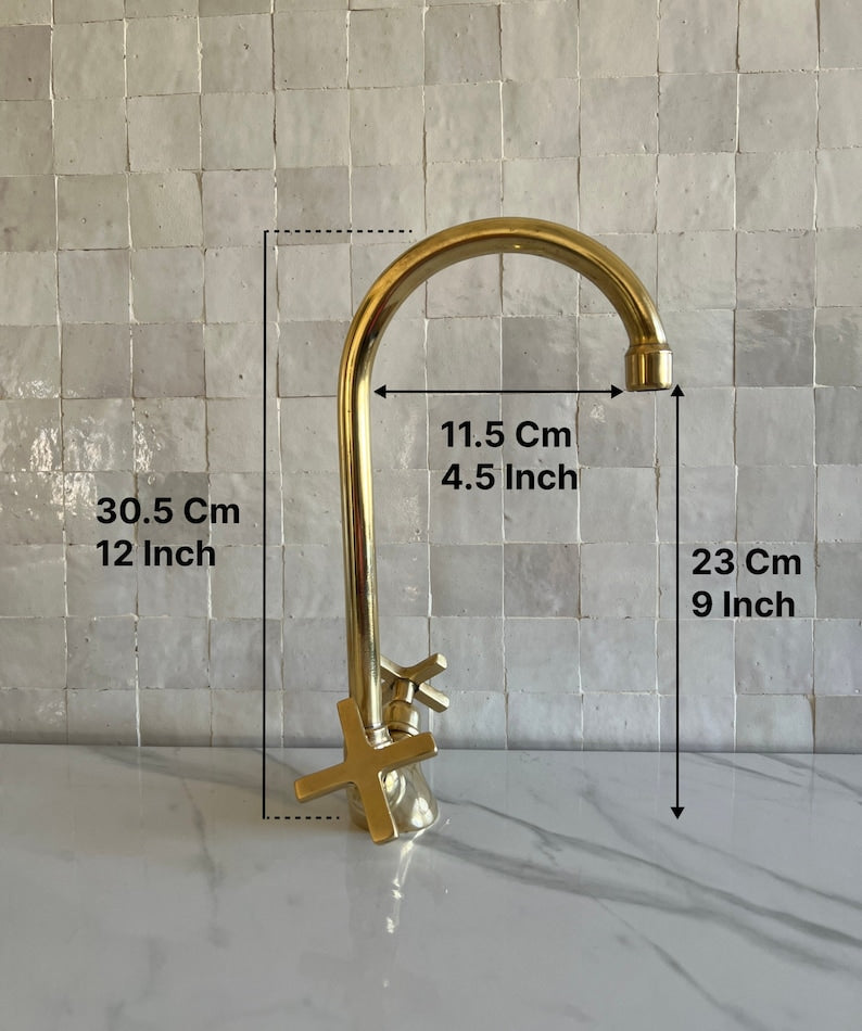 Moroccan Faucet in Unlacquered Brass - Handmade Moroccan Faucet #11