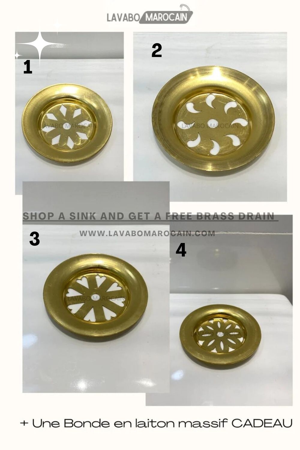 Handmade Moroccan Ceramic Sink with Brass Cover #261