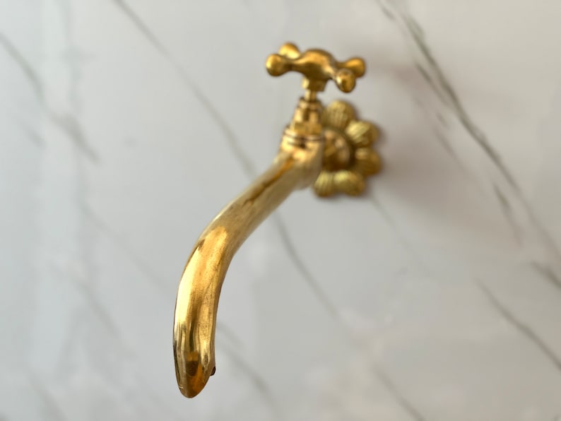 Moroccan Faucet in Unlacquered Brass - Handmade Moroccan Faucet #12