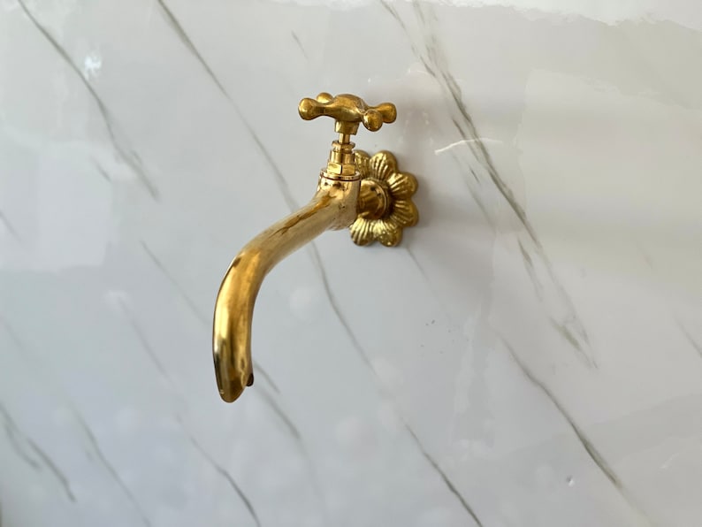 Moroccan Faucet in Unlacquered Brass - Handmade Moroccan Faucet #12