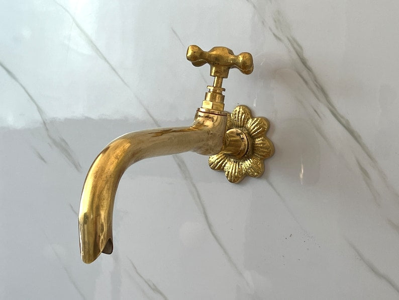 Moroccan Faucet in Unlacquered Brass - Handmade Moroccan Faucet #12