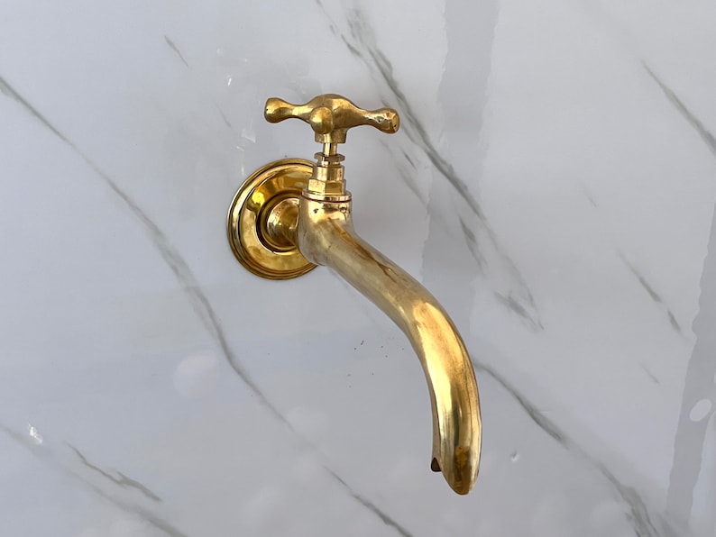 Moroccan Faucet in Unlacquered Brass - Handmade Moroccan Faucet #12