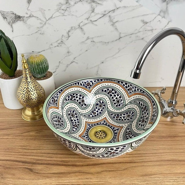 Elegant green bathroom sink  | Moroccan sink | Bathroom sink bowl #185J