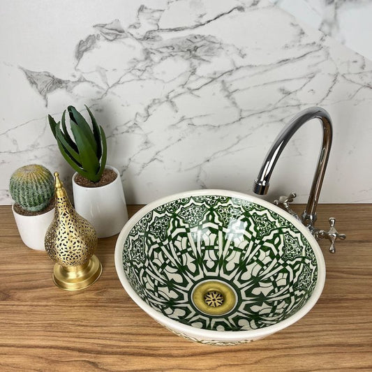 Elegant green bathroom sink | Moroccan sink | Bathroom sink bowl #185K