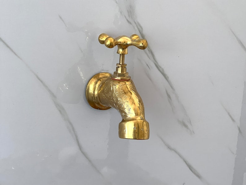 Moroccan Faucet Engraved in Unlacquered Brass - Handmade Moroccan Faucet #13