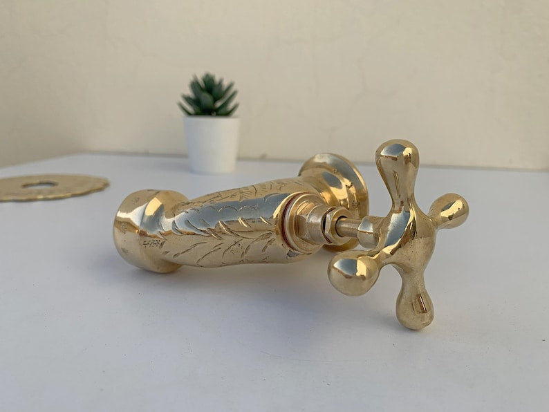 Moroccan Faucet Engraved in Unlacquered Brass - Handmade Moroccan Faucet #13