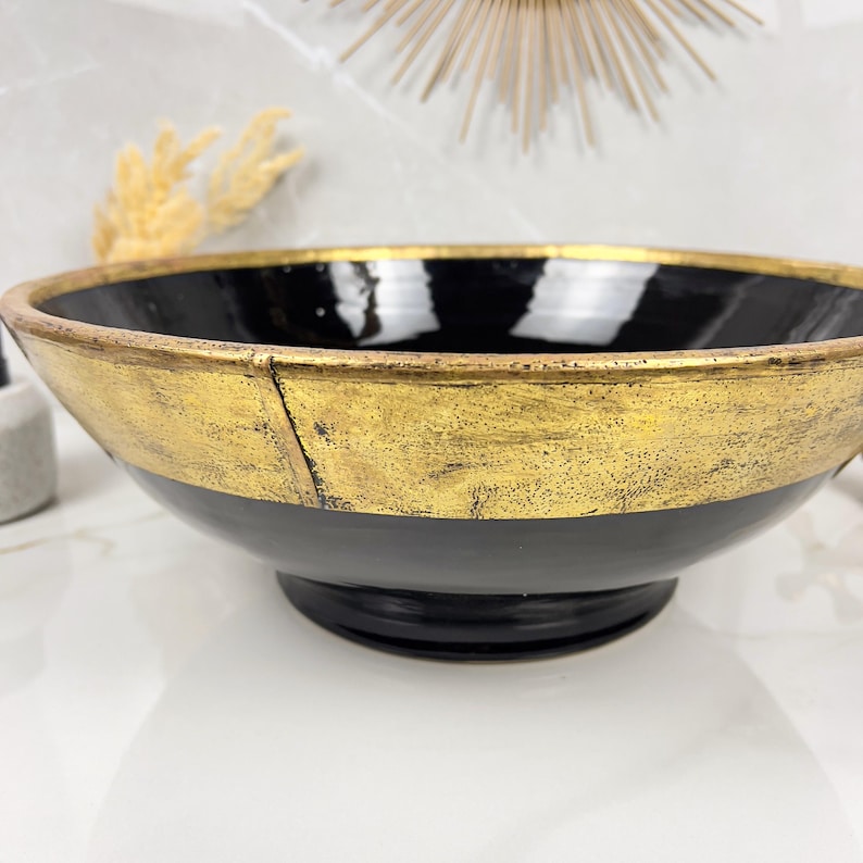 Handmade Moroccan Ceramic Sink Brass rim #284