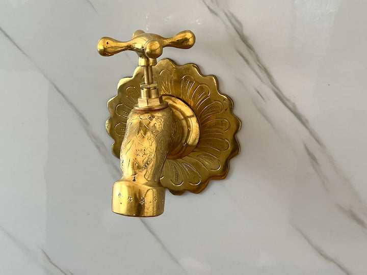 Moroccan Faucet Engraved in Unlacquered Brass - Handmade Moroccan Faucet #13