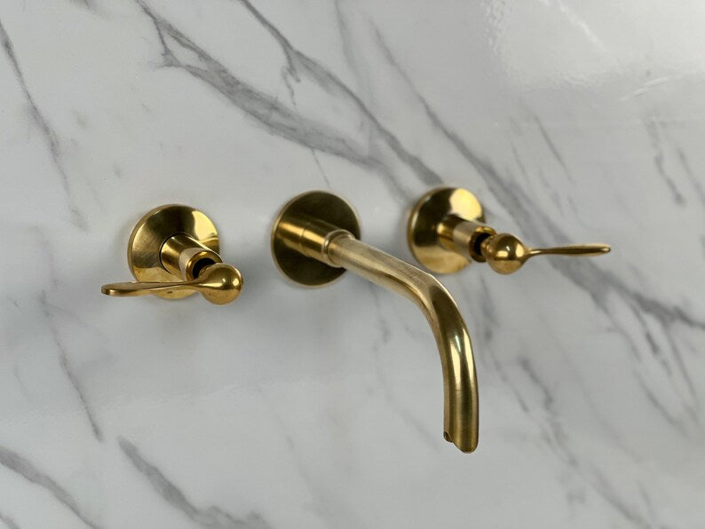 Moroccan Wall Mounted Faucet in Unlacquered Brass - Handmade Moroccan Faucet #14