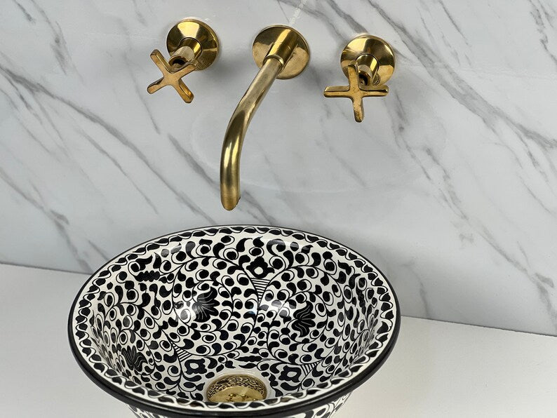 Moroccan Wall Mounted Faucet in Unlacquered Brass - Handmade Moroccan Faucet #14