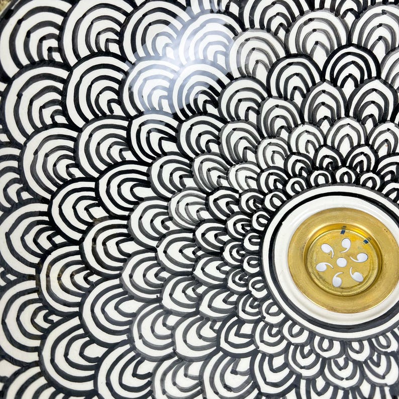 Handmade Moroccan Ceramic Sink Brass rim #284