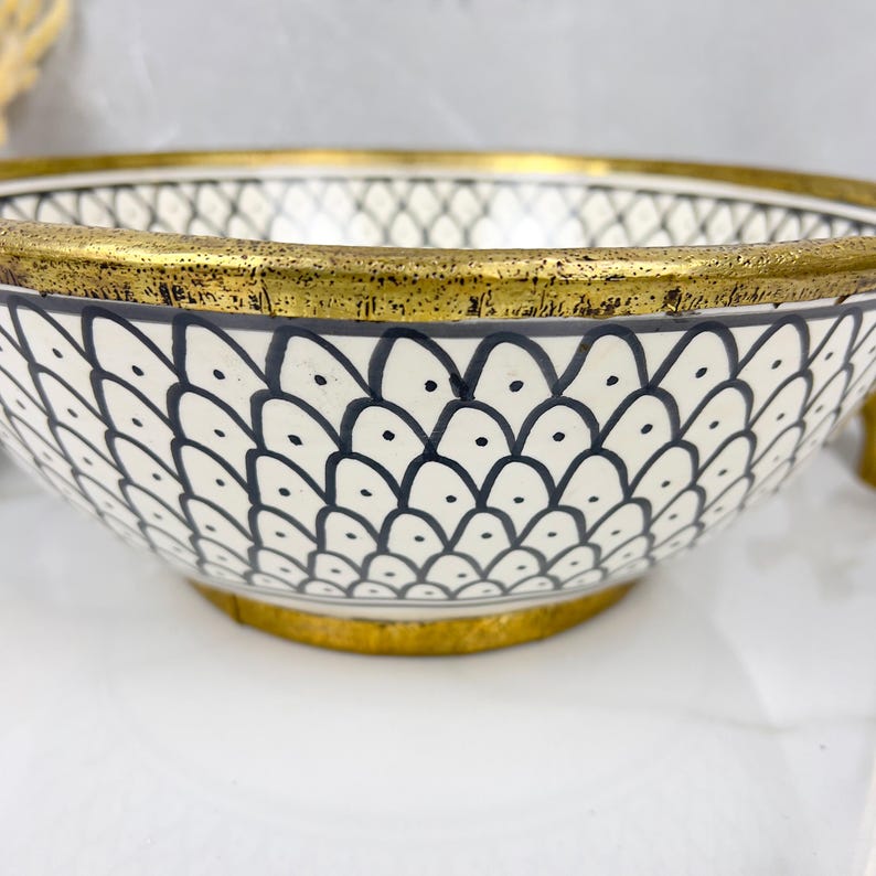 Handmade Moroccan Ceramic Sink Brass rim #284