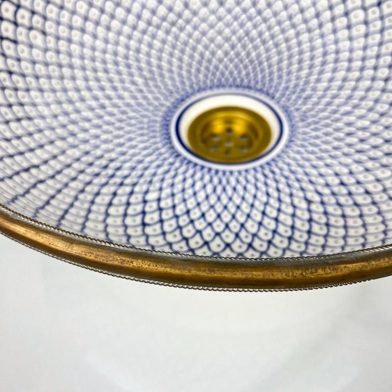 Handmade Moroccan Ceramic Sink Brass rim #284