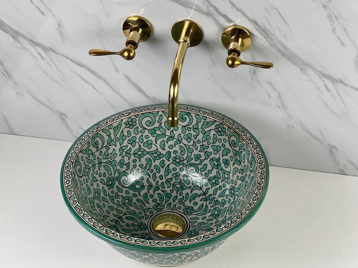 Moroccan Wall Mounted Faucet in Unlacquered Brass - Handmade Moroccan Faucet #15