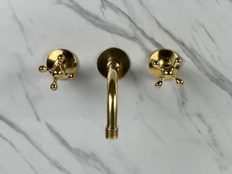 Moroccan Wall Mounted Faucet in Unlacquered Brass - Handmade Moroccan Faucet #15