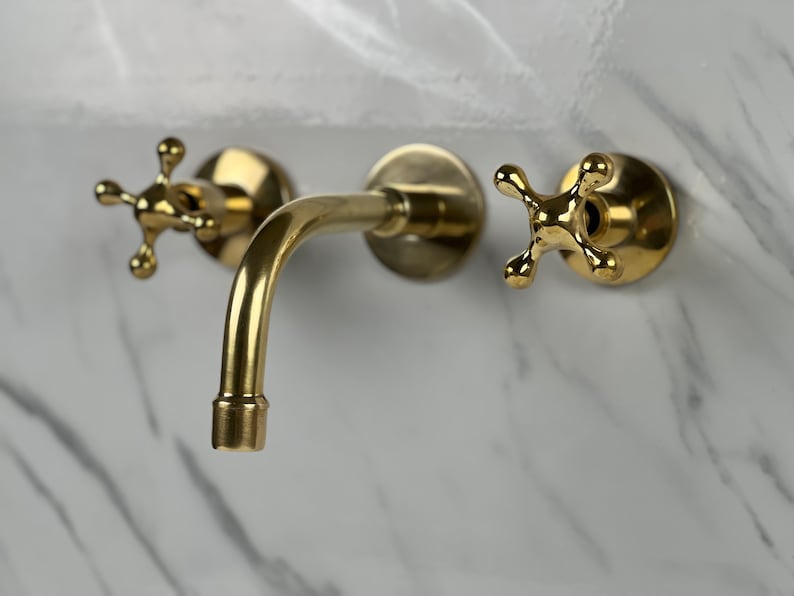 Moroccan Wall Mounted Faucet in Unlacquered Brass - Handmade Moroccan Faucet #15