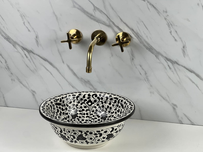 Moroccan Wall Mounted Faucet in Unlacquered Brass - Handmade Moroccan Faucet #15