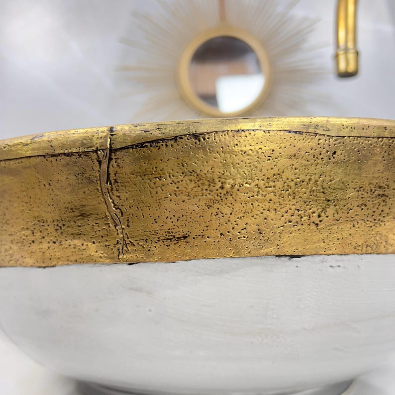 Handmade Moroccan Ceramic Sink Brass rim #284