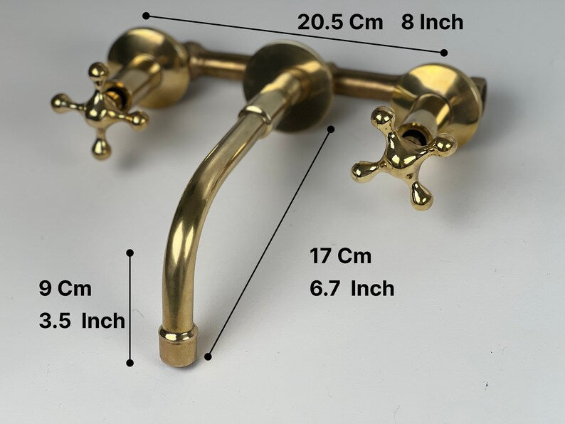 Moroccan Wall Mounted Faucet in Unlacquered Brass - Handmade Moroccan Faucet #15