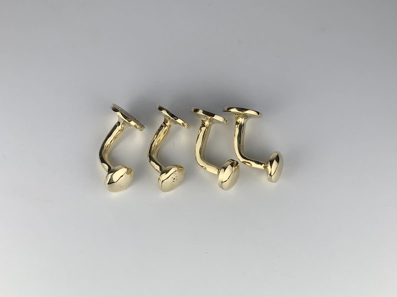 Handmade Unlacquered Brass Wall Hook Set | 4 Brass Hooks