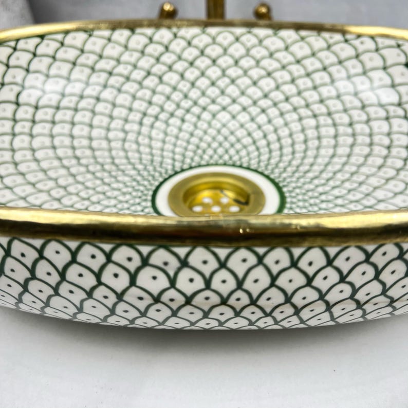 Handmade Moroccan Oval Sink Brass Rim #185W