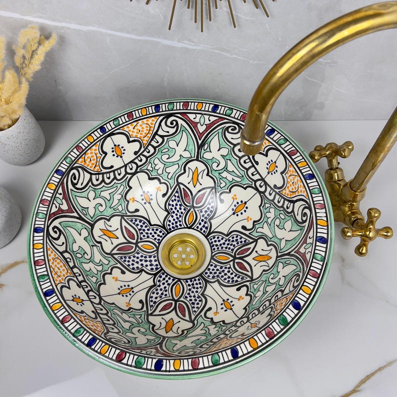  Handmade Moroccan Ceramic Sink #56