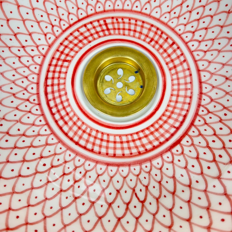 Handmade Moroccan Ceramic Sink Brass rim #284