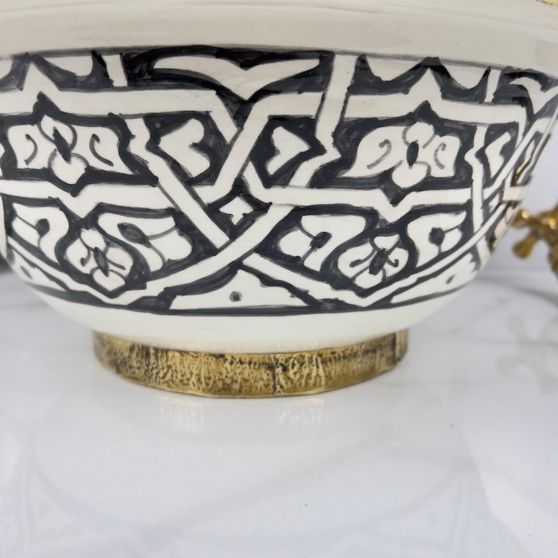 Handmade Moroccan Ceramic Sink Brass rim #284