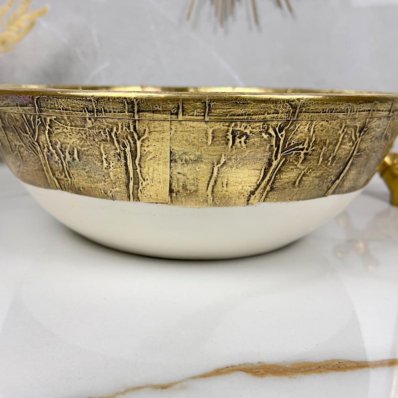 Handmade Moroccan Ceramic Sink Brass rim #284
