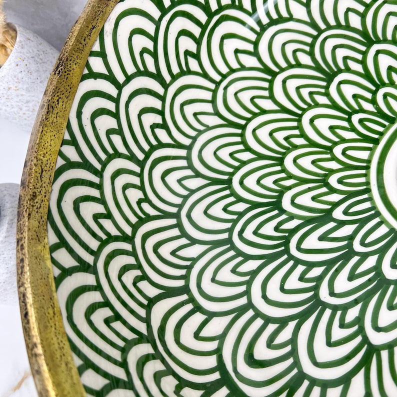 Handmade Moroccan Ceramic Sink Brass Rim #225