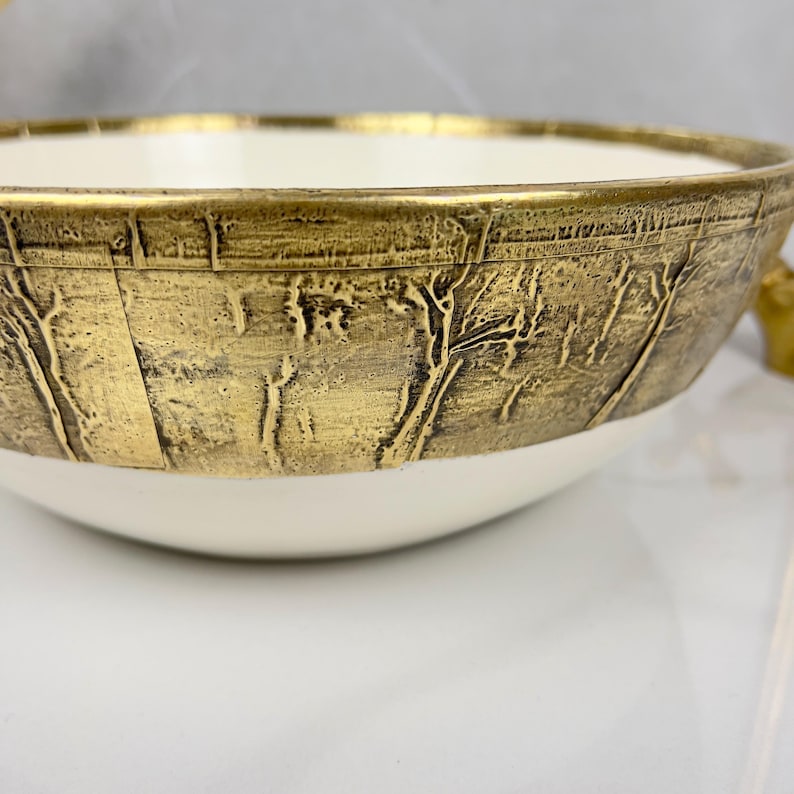 Handmade Moroccan Ceramic Sink Brass rim #284