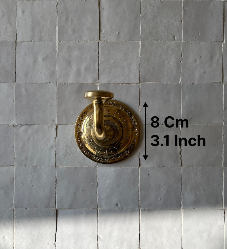 Handmade Unlacquered Brass Wall Hook Set | 4 Brass Hooks #4