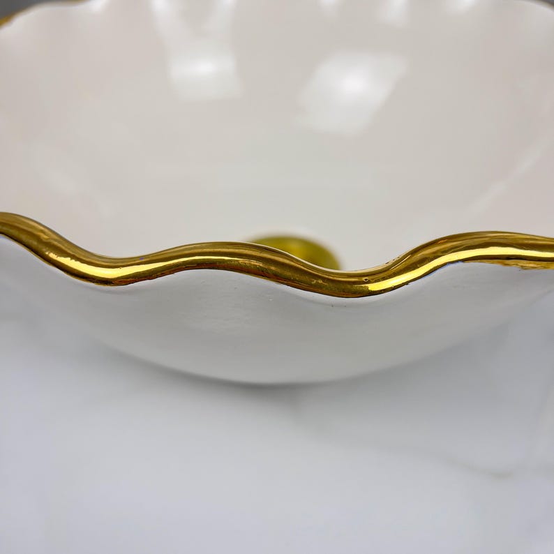 Handmade Moroccan Ceramic Sink Golden Rim 14k Carats #252