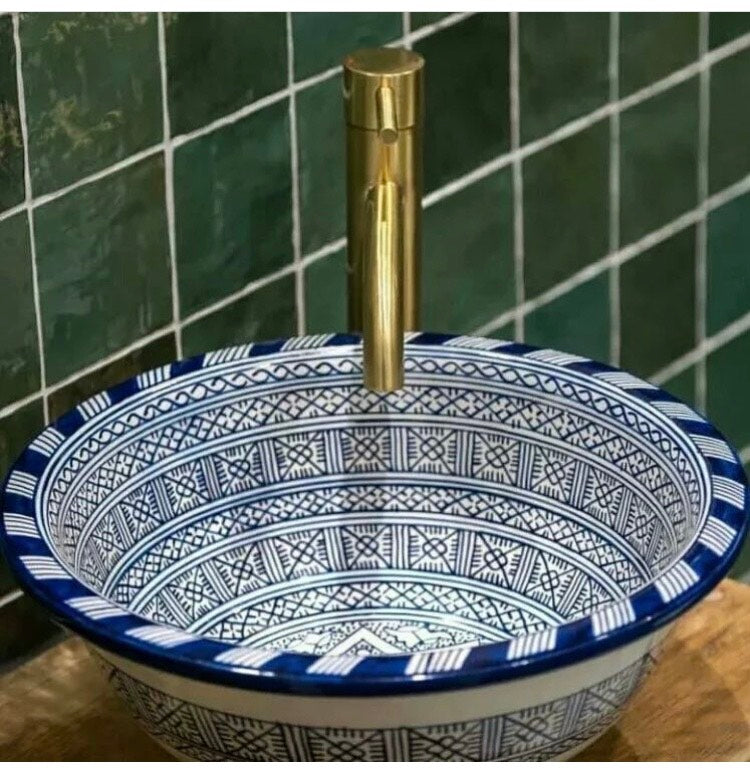 Handmade blue Moroccan sink | Elegant sink for bathroom #199